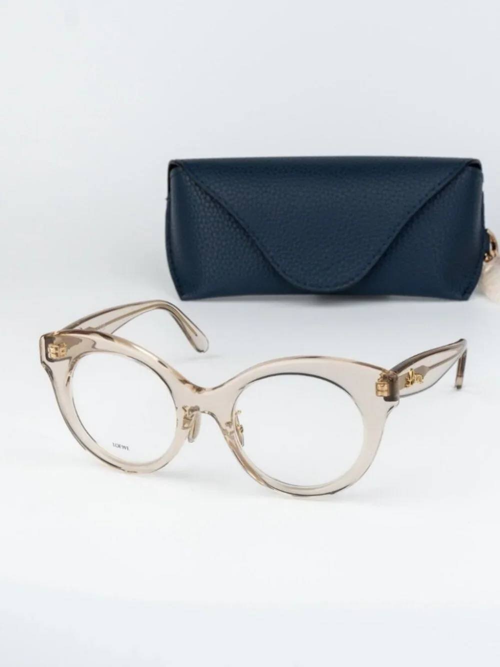 Loewe CURVY Women Eyeglasses Beige Round LW50074F 057 NEW AUTHENTIC